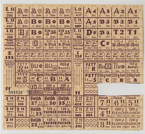 Nachk.Lebensmittelkarte aus Niedersachsen 1950